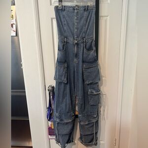 Steve Madden Denim cargo jumpsuit